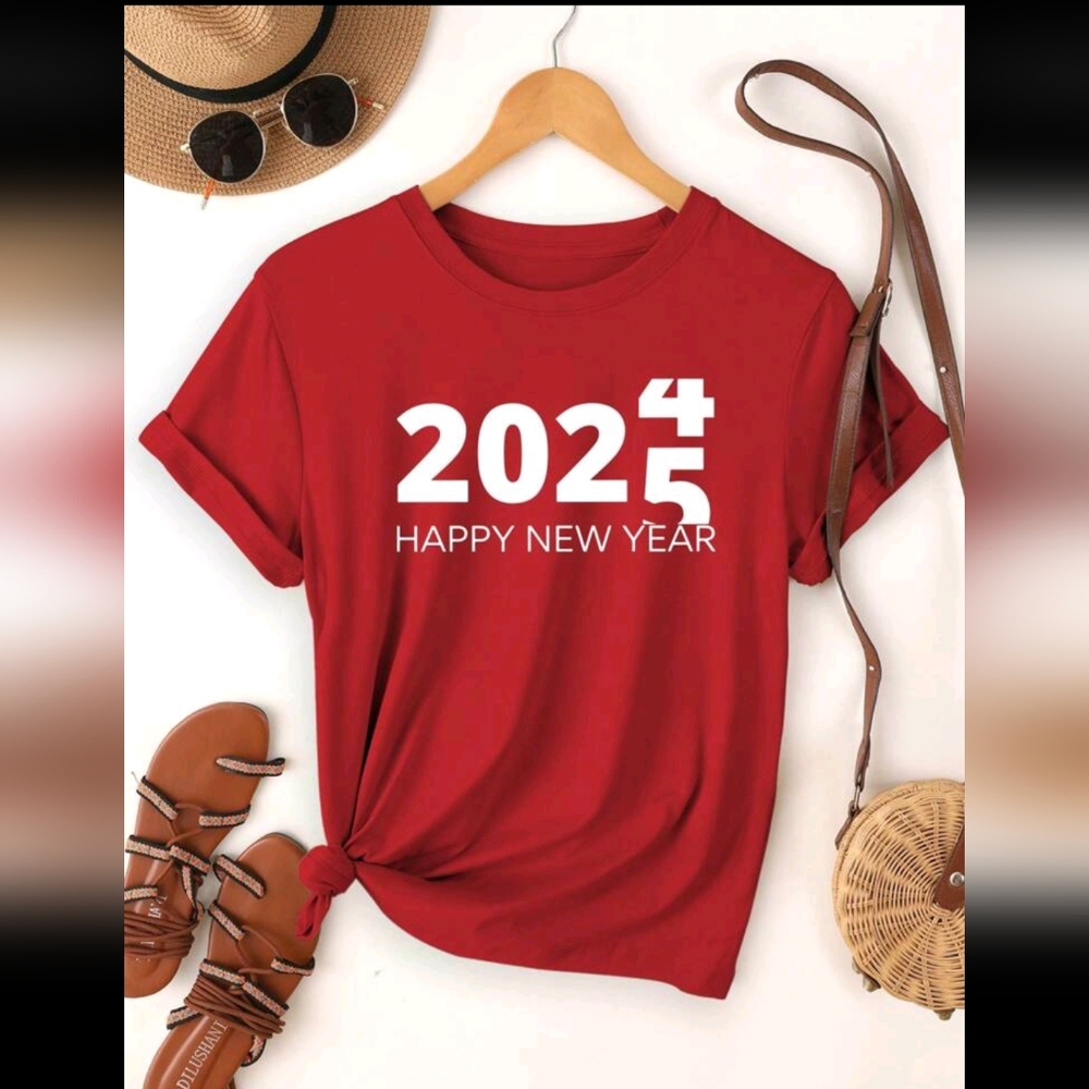 Women's Red 2024/25 Happy New Year T-Shirt